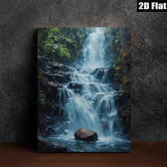 2D flat 1pc cascading waterfall serenity nature landscape wall art canvas print for living room bedroom office decor farmhouse style cozy vibe