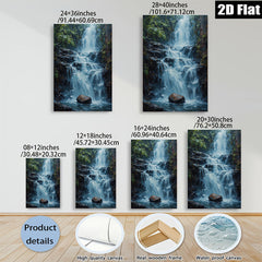 2D flat 1pc cascading waterfall serenity nature landscape wall art canvas print for living room bedroom office decor farmhouse style cozy vibe