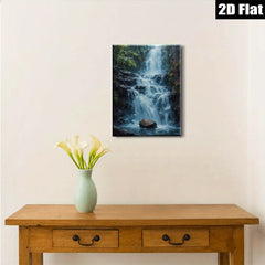 2D flat 1pc cascading waterfall serenity nature landscape wall art canvas print for living room bedroom office decor farmhouse style cozy vibe