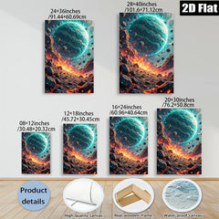 2D flat 1pc celestial impact fiery planet space art wall decor living room bedroom modern farmhouse gallery wrapped canvas prints ready to hang oversized statement piece
