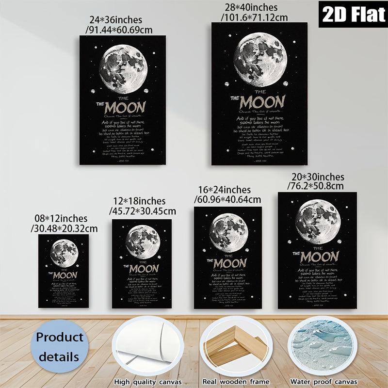2D flat 1pc celestial moonscape wall art modern farmhouse living room bedroom decor gallery wrapped canvas prints cozy home aesthetic statement piece