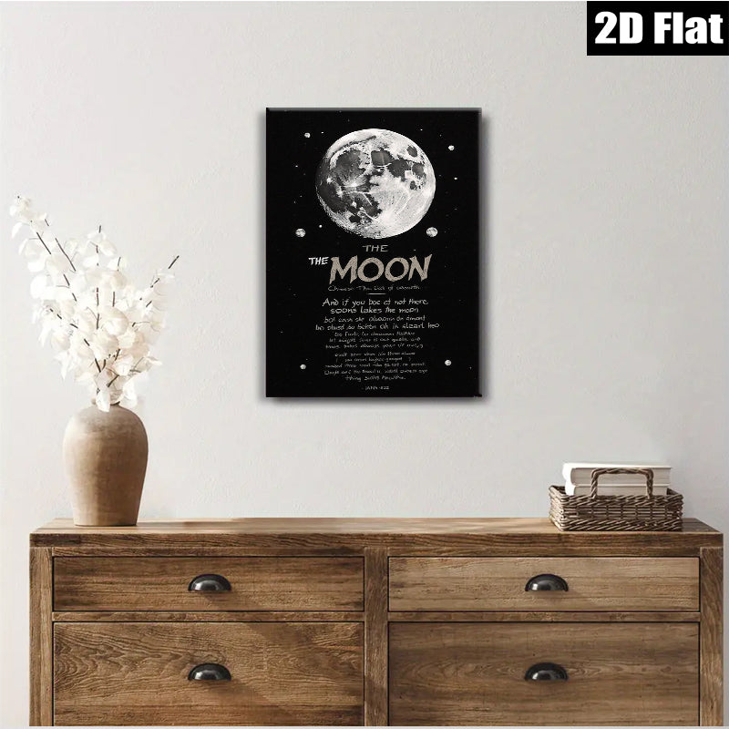 2D flat 1pc celestial moonscape wall art modern farmhouse living room bedroom decor gallery wrapped canvas prints cozy home aesthetic statement piece