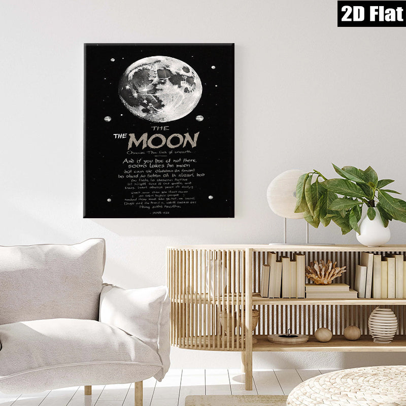 2D flat 1pc celestial moonscape wall art modern farmhouse living room bedroom decor gallery wrapped canvas prints cozy home aesthetic statement piece