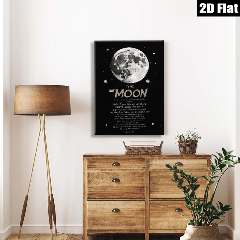 2D flat 1pc celestial moonscape wall art modern farmhouse living room bedroom decor gallery wrapped canvas prints cozy home aesthetic statement piece