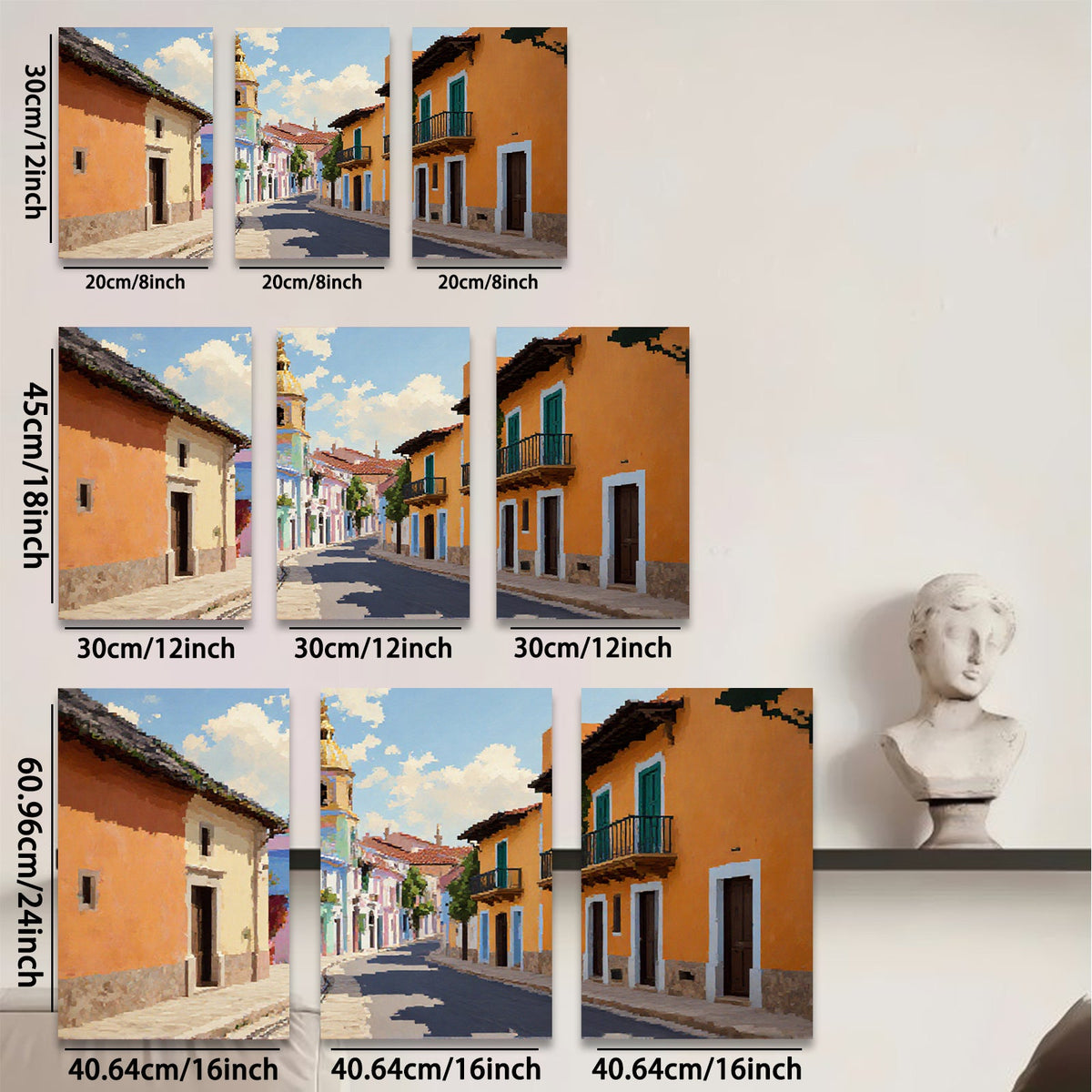 2D flat 1pc charming European street view wall art for living room bedroom home decor farmhouse style gallery wrapped canvas prints