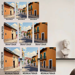 2D flat 1pc charming European street view wall art for living room bedroom home decor farmhouse style gallery wrapped canvas prints