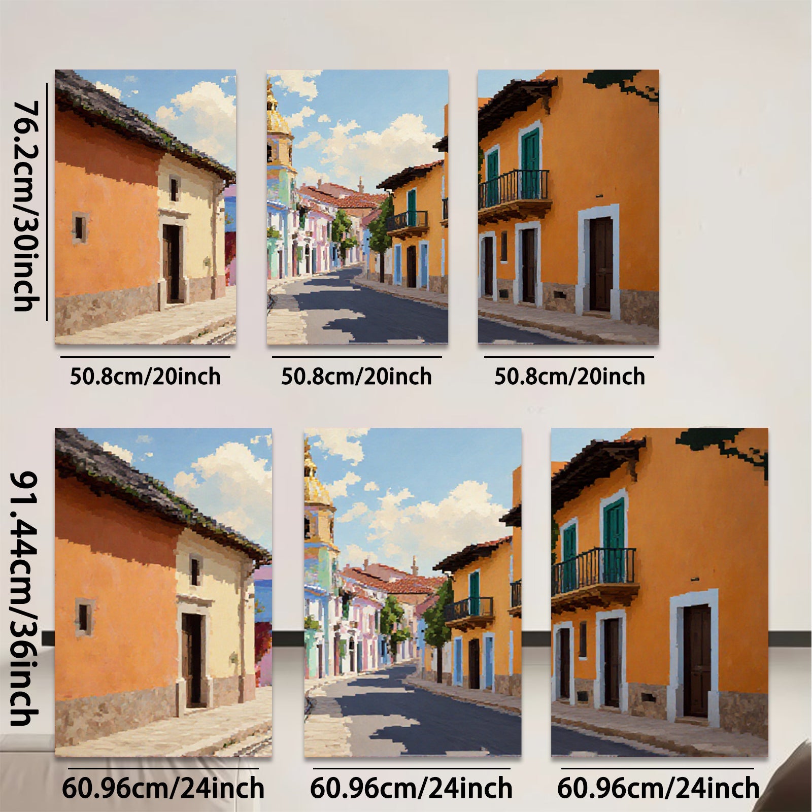 2D flat 1pc charming European street view wall art for living room bedroom home decor farmhouse style gallery wrapped canvas prints