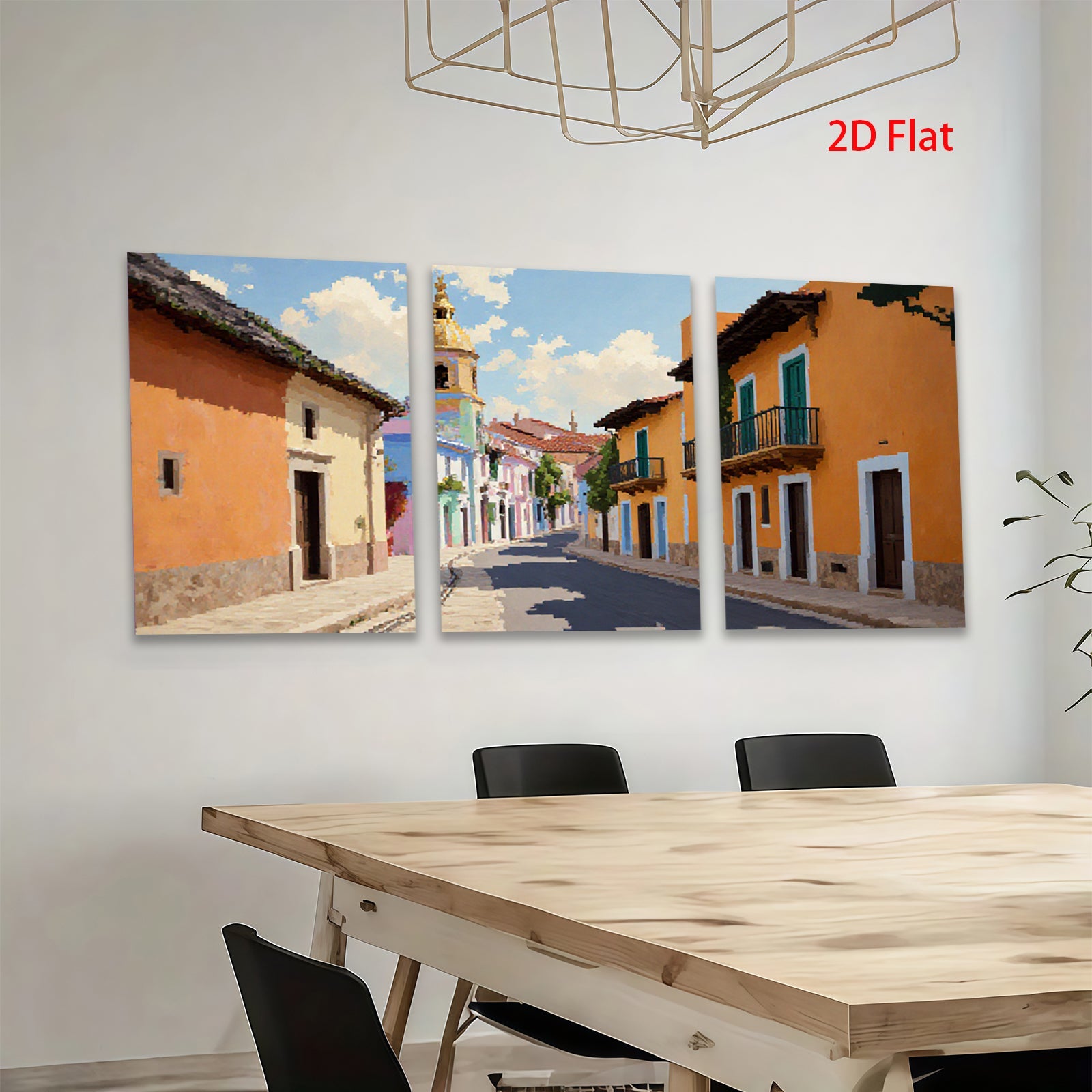 2D flat 1pc charming European street view wall art for living room bedroom home decor farmhouse style gallery wrapped canvas prints