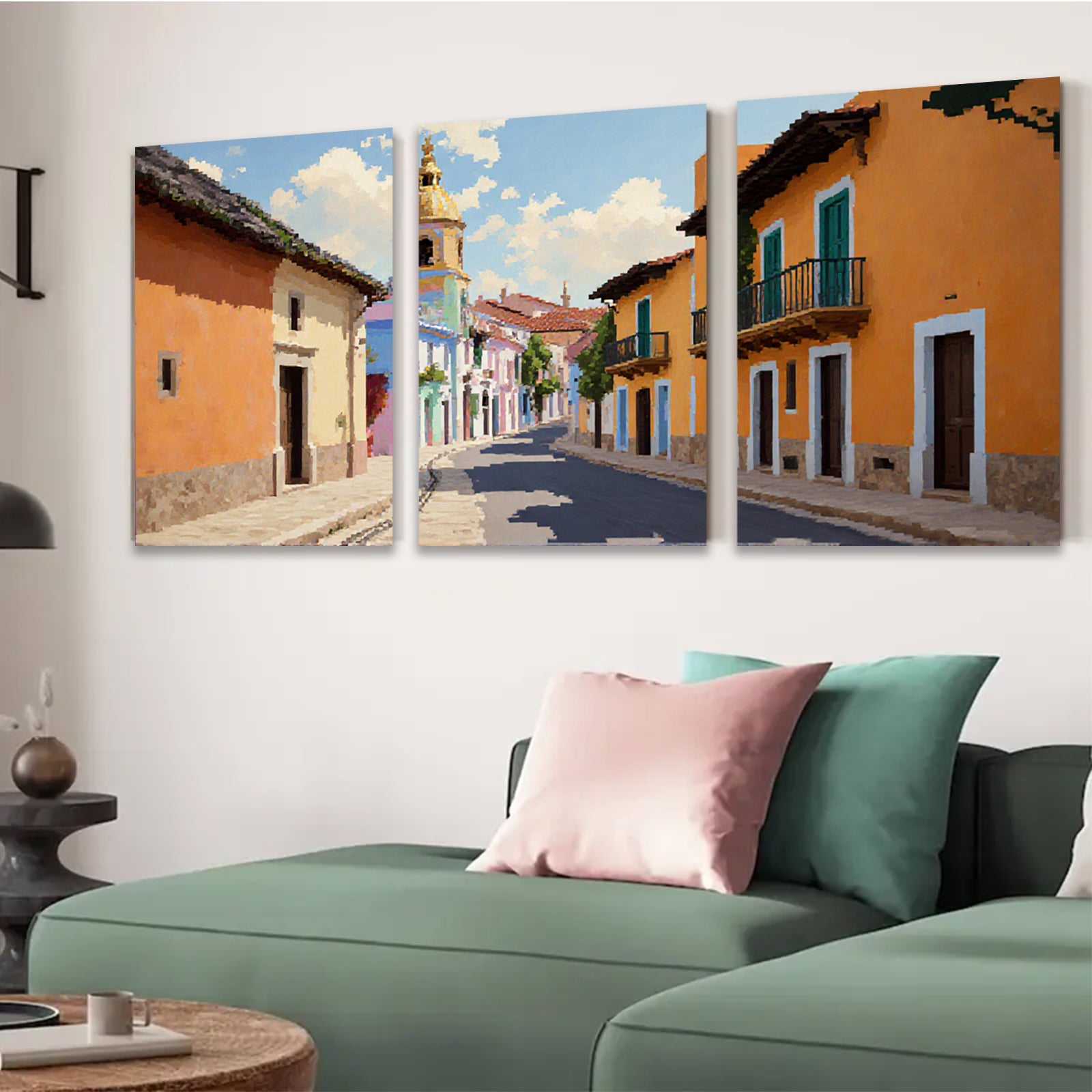 2D flat 1pc charming European street view wall art for living room bedroom home decor farmhouse style gallery wrapped canvas prints