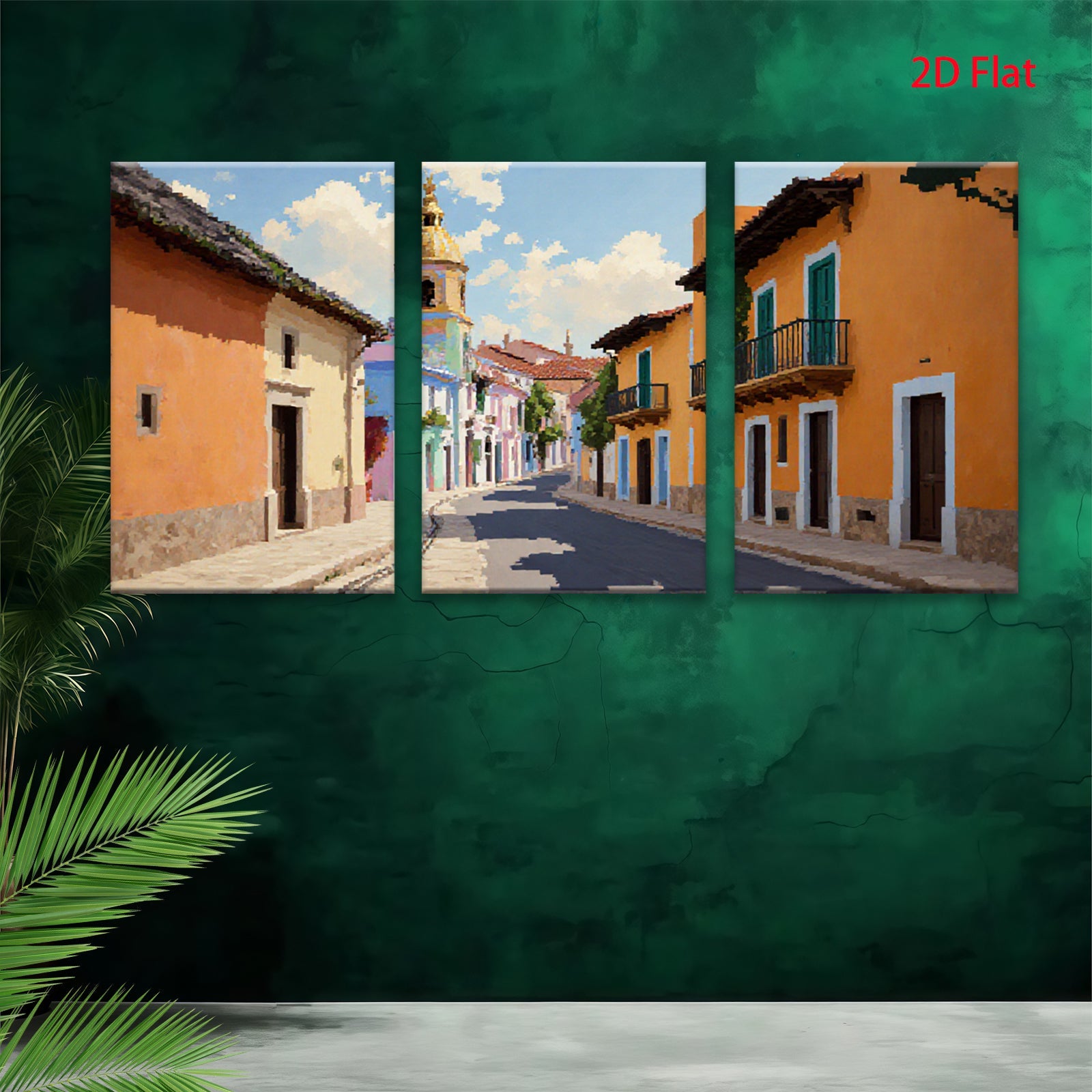 2D flat 1pc charming European street view wall art for living room bedroom home decor farmhouse style gallery wrapped canvas prints