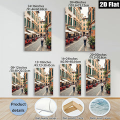2D flat 1pc charming Italian street scene cozy cafe vibes living room bedroom decor farmhouse wall art gallery wrapped canvas prints modern minimalist