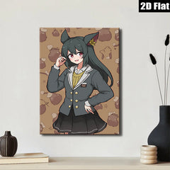 2D flat 1pc charming anime schoolgirl portrait wall decor for bedroom living room office gallery wrapped canvas modern farmhouse style statement piece