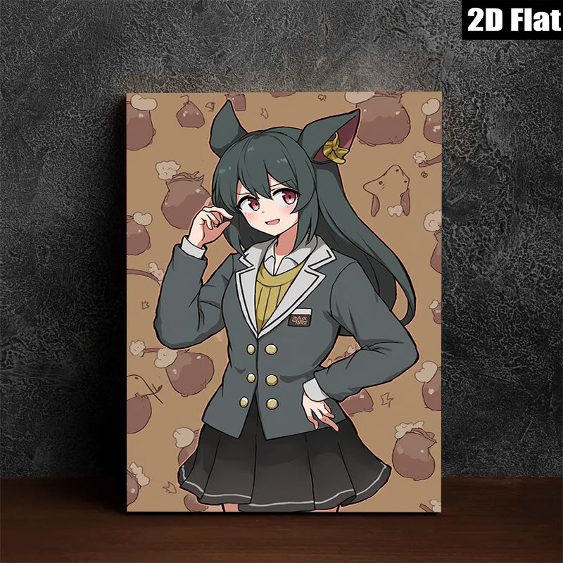 2D flat 1pc charming anime schoolgirl portrait wall decor for bedroom living room office gallery wrapped canvas modern farmhouse style statement piece