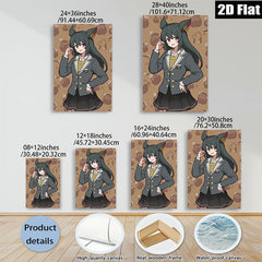 2D flat 1pc charming anime schoolgirl portrait wall decor for bedroom living room office gallery wrapped canvas modern farmhouse style statement piece