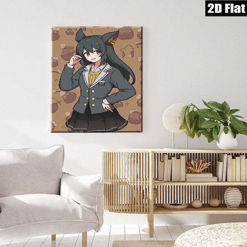 2D flat 1pc charming anime schoolgirl portrait wall decor for bedroom living room office gallery wrapped canvas modern farmhouse style statement piece