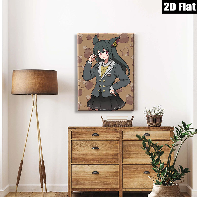 2D flat 1pc charming anime schoolgirl portrait wall decor for bedroom living room office gallery wrapped canvas modern farmhouse style statement piece