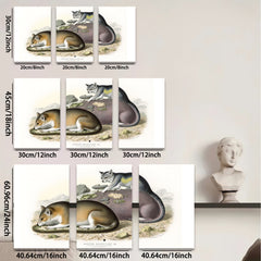 2D flat 1pc charming antique North American opossum wildlife portrait botanical wall art living room bedroom decor farmhouse style gallery wrapped canvas print