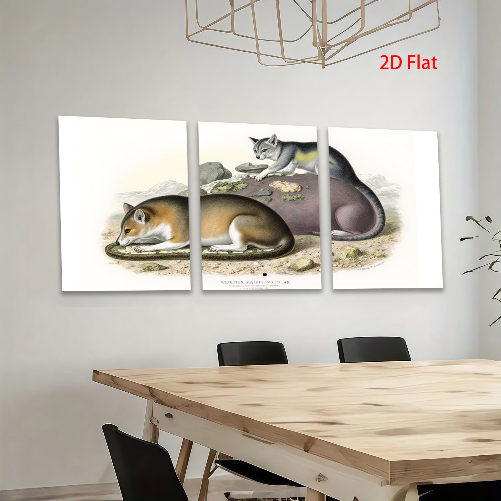 2D flat 1pc charming antique North American opossum wildlife portrait botanical wall art living room bedroom decor farmhouse style gallery wrapped canvas print