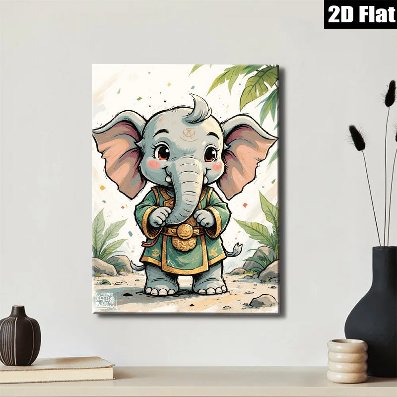 2D flat 1pc charming baby elephant wall art cute nursery decor kids room playroom gifts modern farmhouse style canvas prints vibrant colors gallery wrapped ready to hang