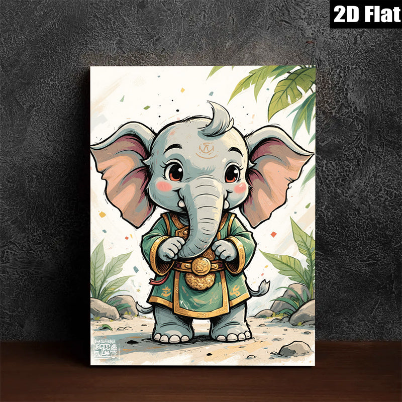 2D flat 1pc charming baby elephant wall art cute nursery decor kids room playroom gifts modern farmhouse style canvas prints vibrant colors gallery wrapped ready to hang