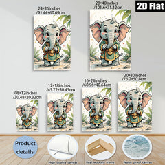 2D flat 1pc charming baby elephant wall art cute nursery decor kids room playroom gifts modern farmhouse style canvas prints vibrant colors gallery wrapped ready to hang