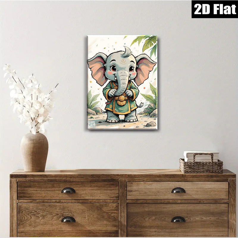 2D flat 1pc charming baby elephant wall art cute nursery decor kids room playroom gifts modern farmhouse style canvas prints vibrant colors gallery wrapped ready to hang