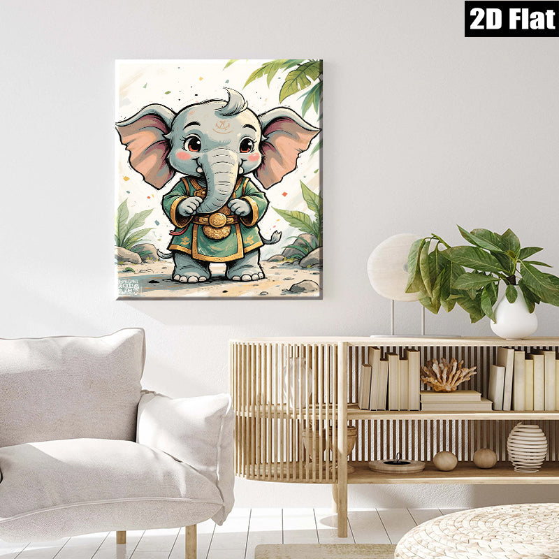 2D flat 1pc charming baby elephant wall art cute nursery decor kids room playroom gifts modern farmhouse style canvas prints vibrant colors gallery wrapped ready to hang