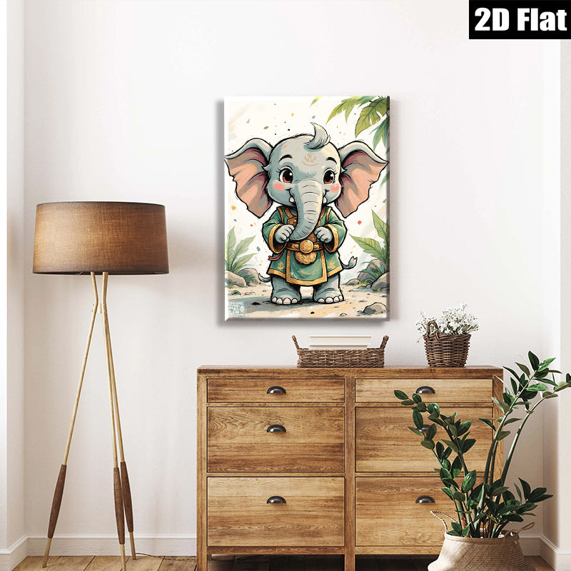 2D flat 1pc charming baby elephant wall art cute nursery decor kids room playroom gifts modern farmhouse style canvas prints vibrant colors gallery wrapped ready to hang