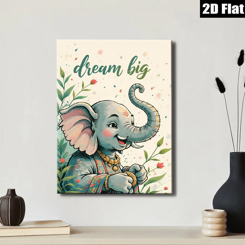 2D flat 1pc charming baby elephant wall art nursery playroom decor kids room painting vibrant colors modern farmhouse style inspirational gift