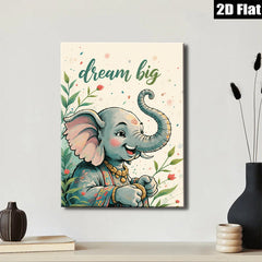 2D flat 1pc charming baby elephant wall art nursery playroom decor kids room painting vibrant colors modern farmhouse style inspirational gift