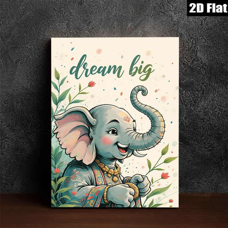 2D flat 1pc charming baby elephant wall art nursery playroom decor kids room painting vibrant colors modern farmhouse style inspirational gift