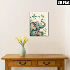 2D flat 1pc charming baby elephant wall art nursery playroom decor kids room painting vibrant colors modern farmhouse style inspirational gift