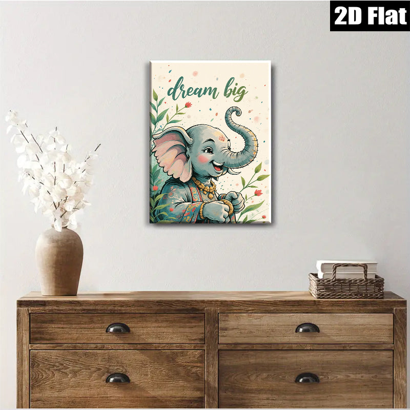 2D flat 1pc charming baby elephant wall art nursery playroom decor kids room painting vibrant colors modern farmhouse style inspirational gift