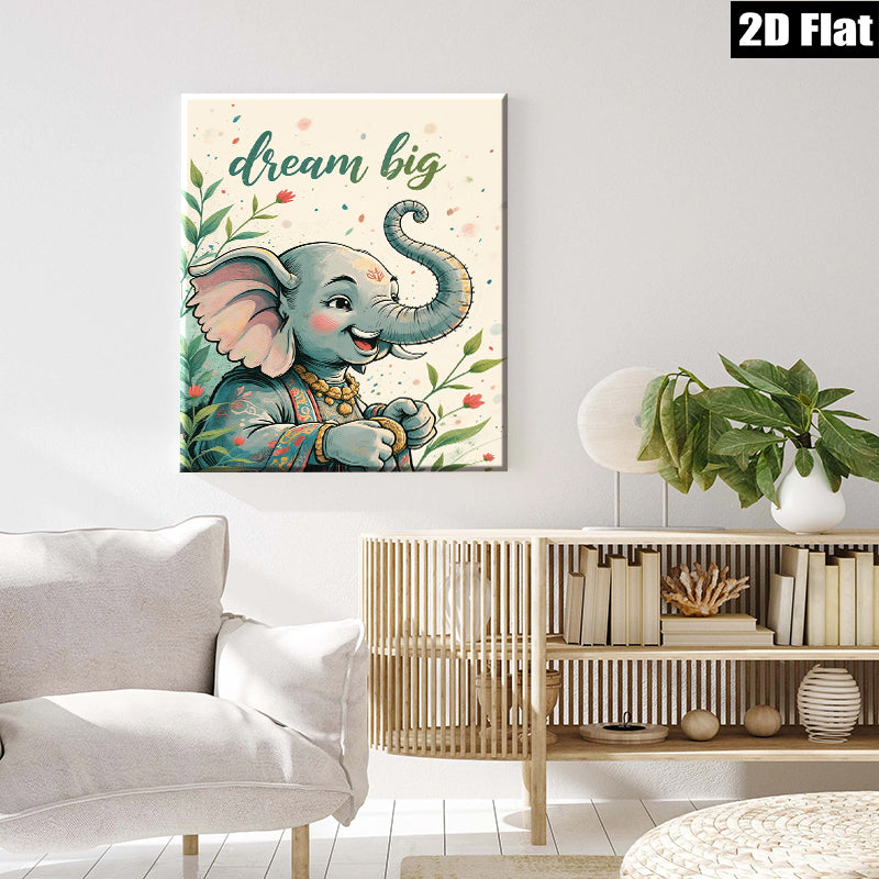 2D flat 1pc charming baby elephant wall art nursery playroom decor kids room painting vibrant colors modern farmhouse style inspirational gift
