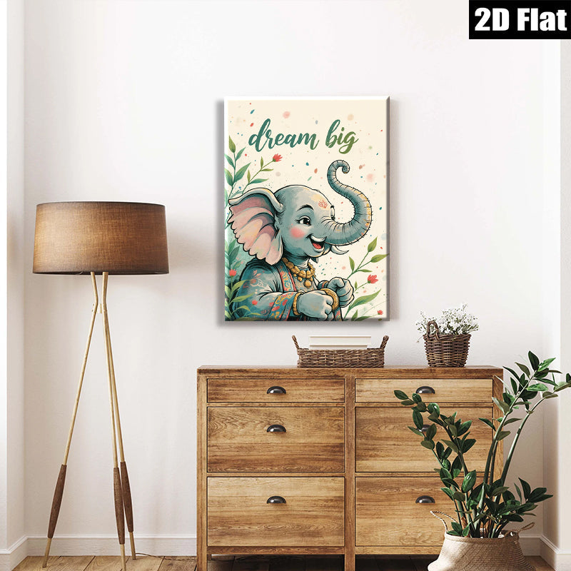 2D flat 1pc charming baby elephant wall art nursery playroom decor kids room painting vibrant colors modern farmhouse style inspirational gift