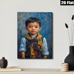 2D flat 1pc charming boy portrait canvas wall art for kids room nursery home decor farmhouse style living room dining room gallery wrapped ready to hang