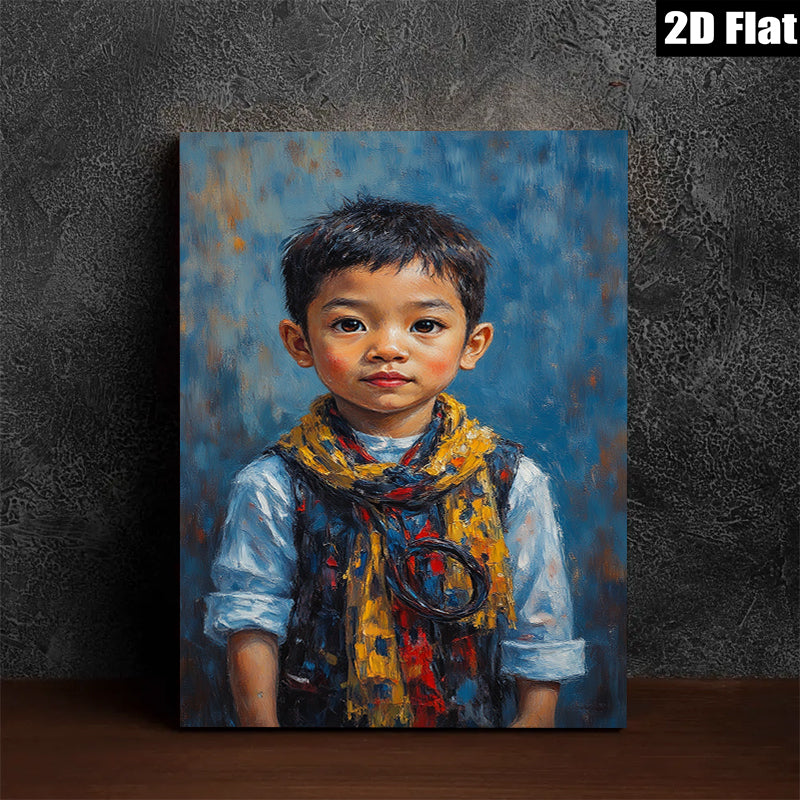 2D flat 1pc charming boy portrait canvas wall art for kids room nursery home decor farmhouse style living room dining room gallery wrapped ready to hang
