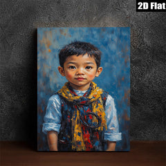 2D flat 1pc charming boy portrait canvas wall art for kids room nursery home decor farmhouse style living room dining room gallery wrapped ready to hang