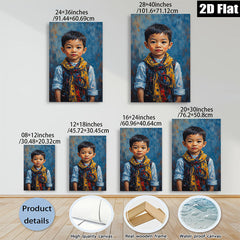 2D flat 1pc charming boy portrait canvas wall art for kids room nursery home decor farmhouse style living room dining room gallery wrapped ready to hang