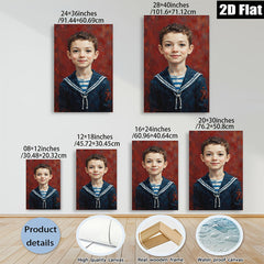 2D flat 1pc charming boy portrait classic nautical theme kids room nursery decor gallery wrapped canvas wall art modern farmhouse style
