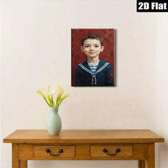 2D flat 1pc charming boy portrait classic nautical theme kids room nursery decor gallery wrapped canvas wall art modern farmhouse style