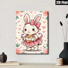2D flat 1pc charming bunny ballerina wall art kids room nursery playroom decor delightful gift modern farmhouse style vibrant colors
