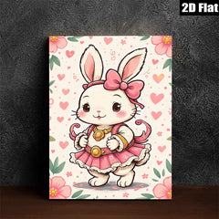 2D flat 1pc charming bunny ballerina wall art kids room nursery playroom decor delightful gift modern farmhouse style vibrant colors