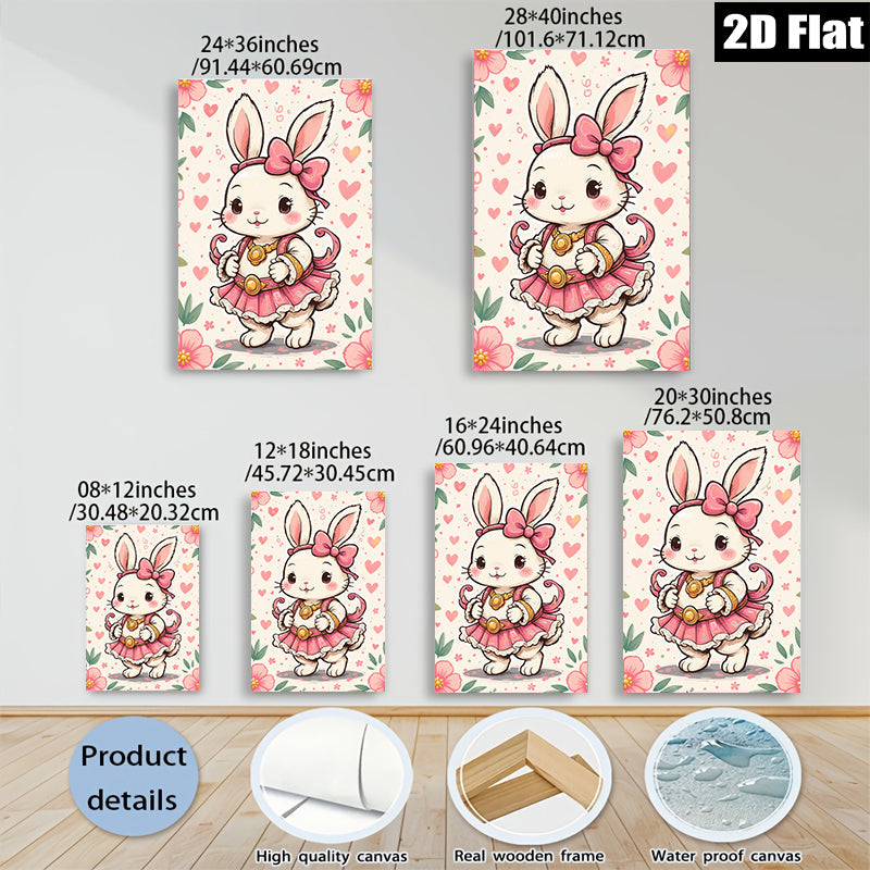 2D flat 1pc charming bunny ballerina wall art kids room nursery playroom decor delightful gift modern farmhouse style vibrant colors
