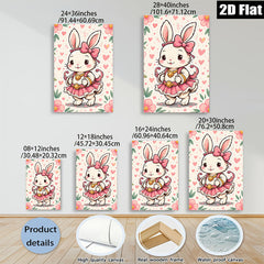 2D flat 1pc charming bunny ballerina wall art kids room nursery playroom decor delightful gift modern farmhouse style vibrant colors
