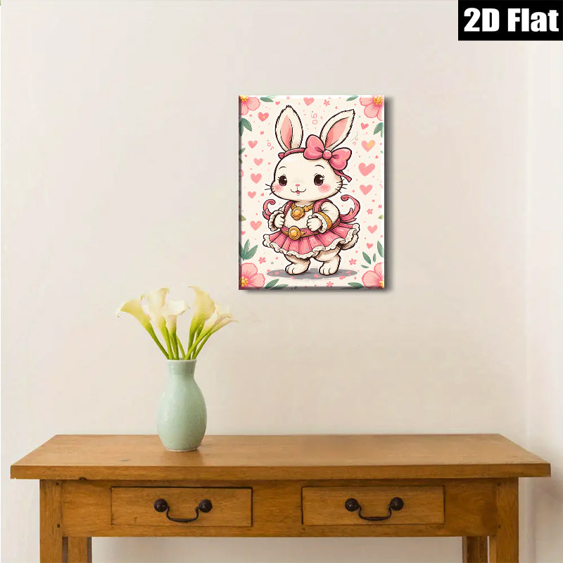 2D flat 1pc charming bunny ballerina wall art kids room nursery playroom decor delightful gift modern farmhouse style vibrant colors