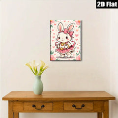 2D flat 1pc charming bunny ballerina wall art kids room nursery playroom decor delightful gift modern farmhouse style vibrant colors
