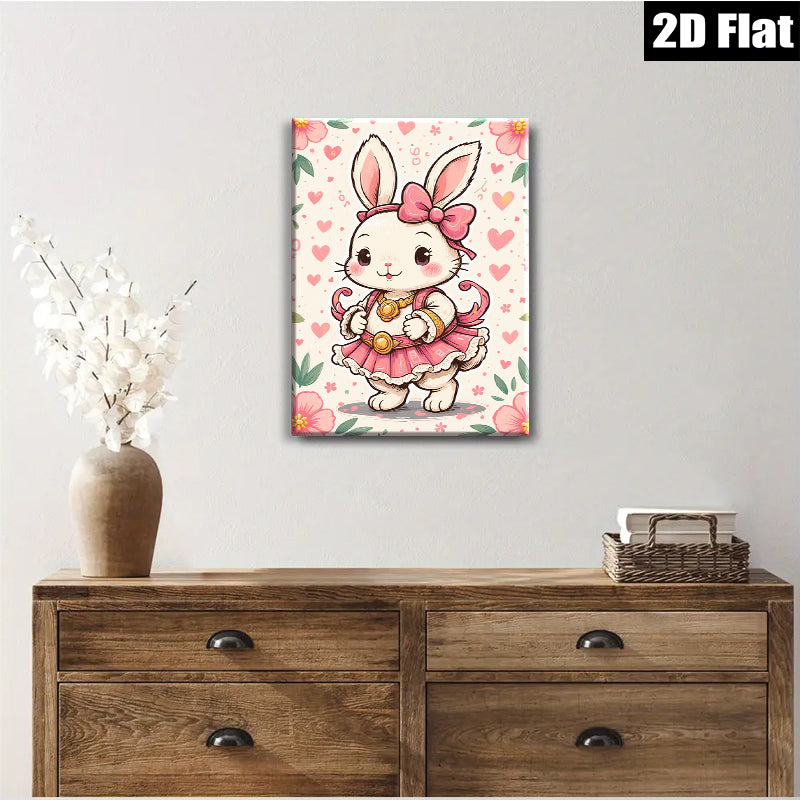 2D flat 1pc charming bunny ballerina wall art kids room nursery playroom decor delightful gift modern farmhouse style vibrant colors