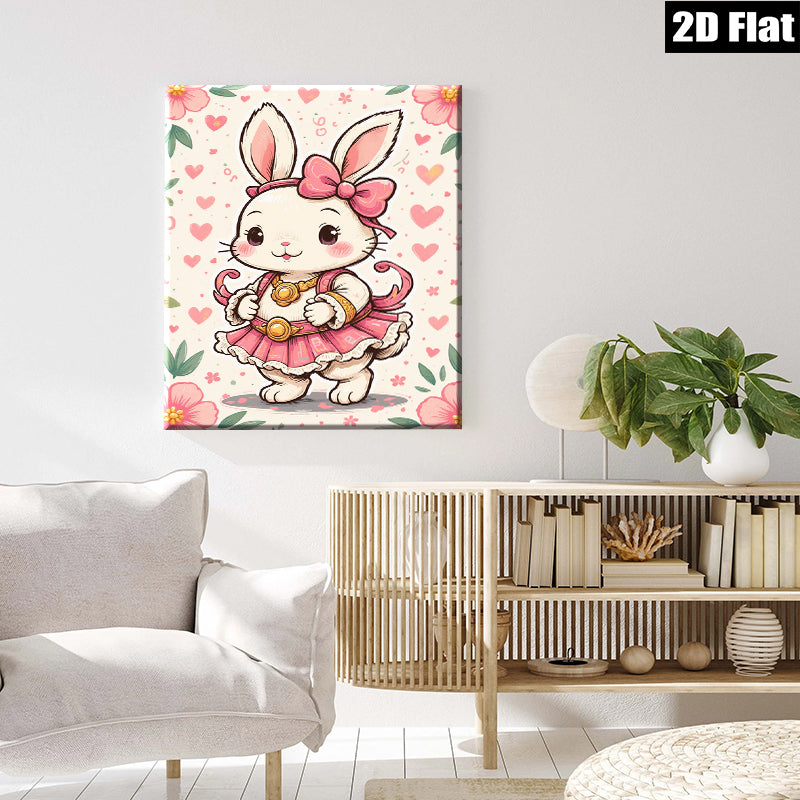2D flat 1pc charming bunny ballerina wall art kids room nursery playroom decor delightful gift modern farmhouse style vibrant colors