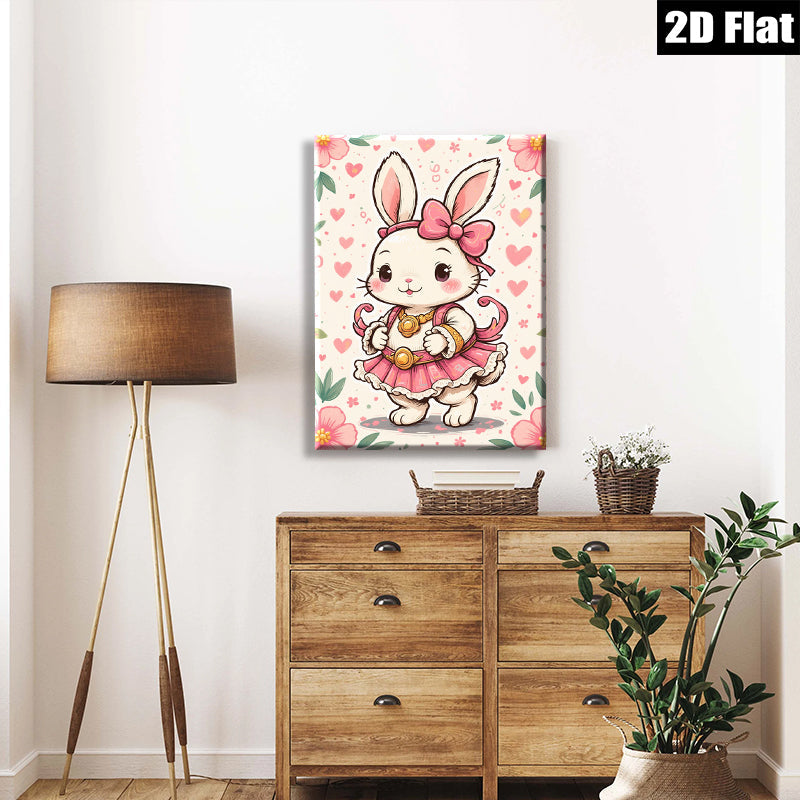 2D flat 1pc charming bunny ballerina wall art kids room nursery playroom decor delightful gift modern farmhouse style vibrant colors